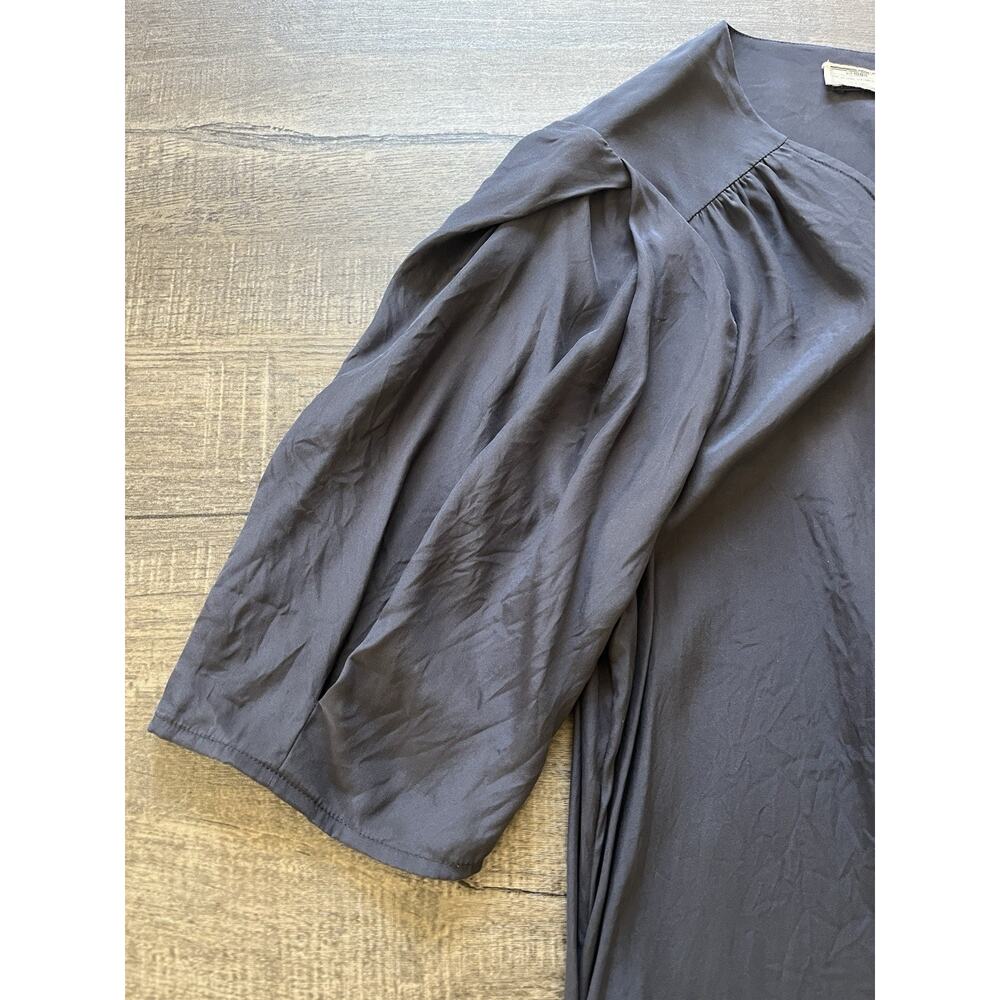 Go By Go Silk Washable Silk Maxi Dress Fabric Buttons Pockets Navy Blue, Size S - Picture 6 of 12